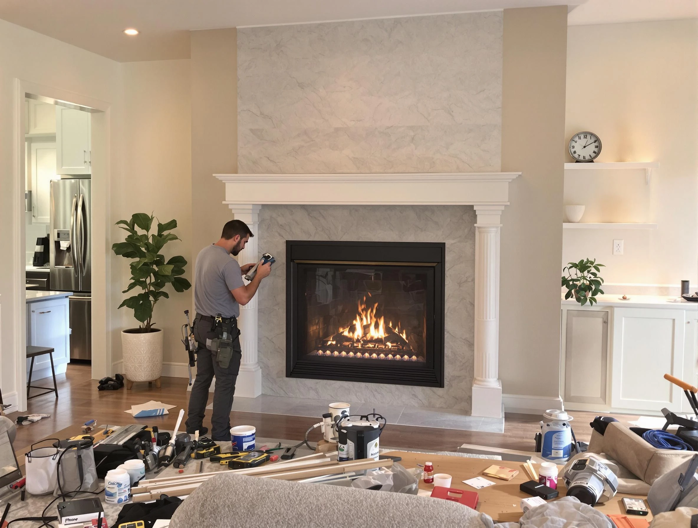 Newly installed fireplace by Pawtucket Chimney Sweep in Pawtucket, RI