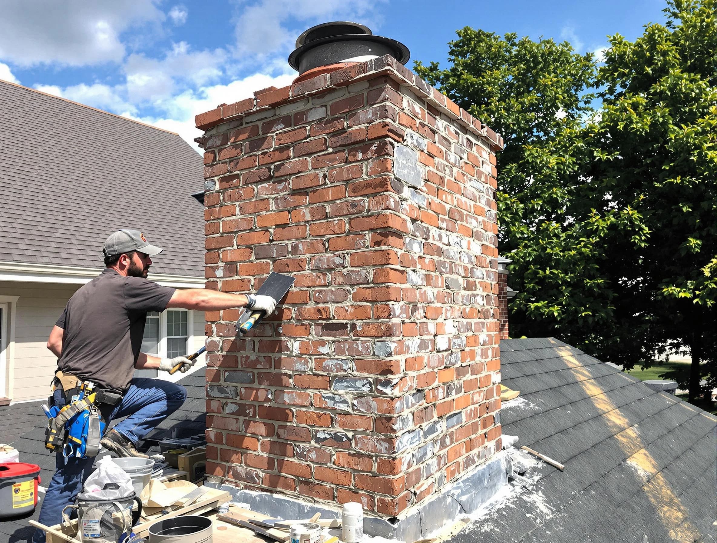 Completed chimney rebuild by Pawtucket Chimney Sweep in Pawtucket, RI
