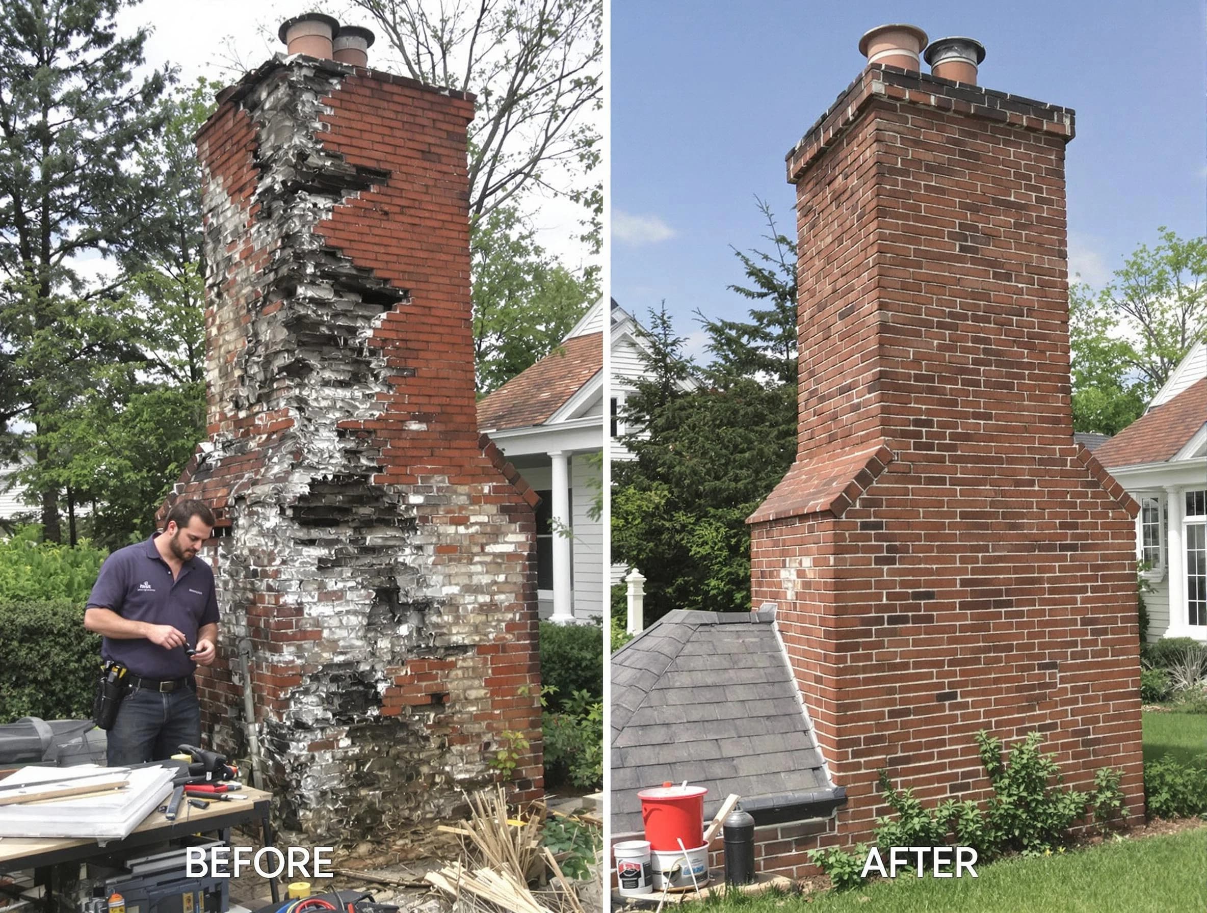 Pawtucket Chimney Sweep performing a full chimney restoration in Pawtucket, RI