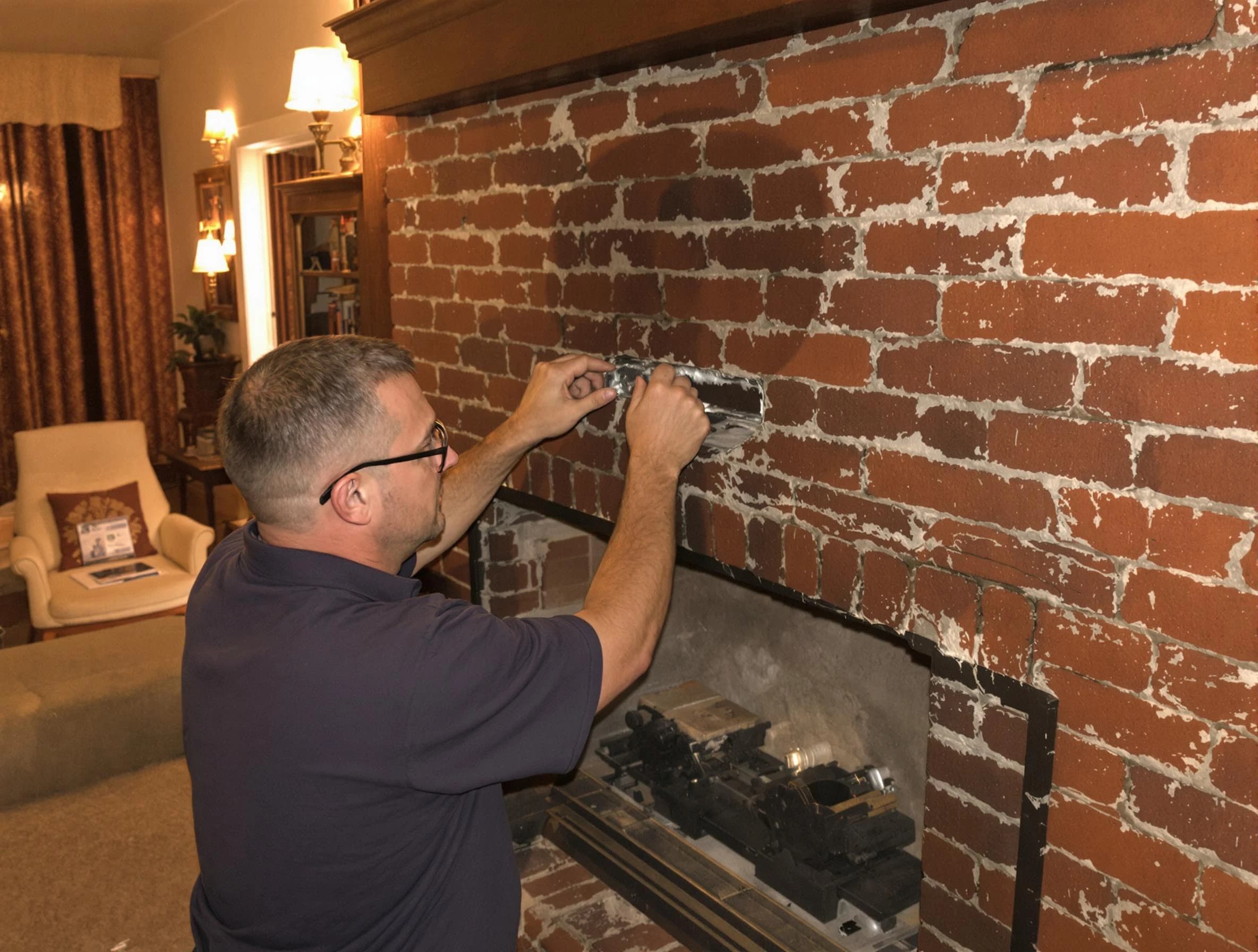 Pawtucket Chimney Sweep expert fixing a fireplace in Pawtucket, RI