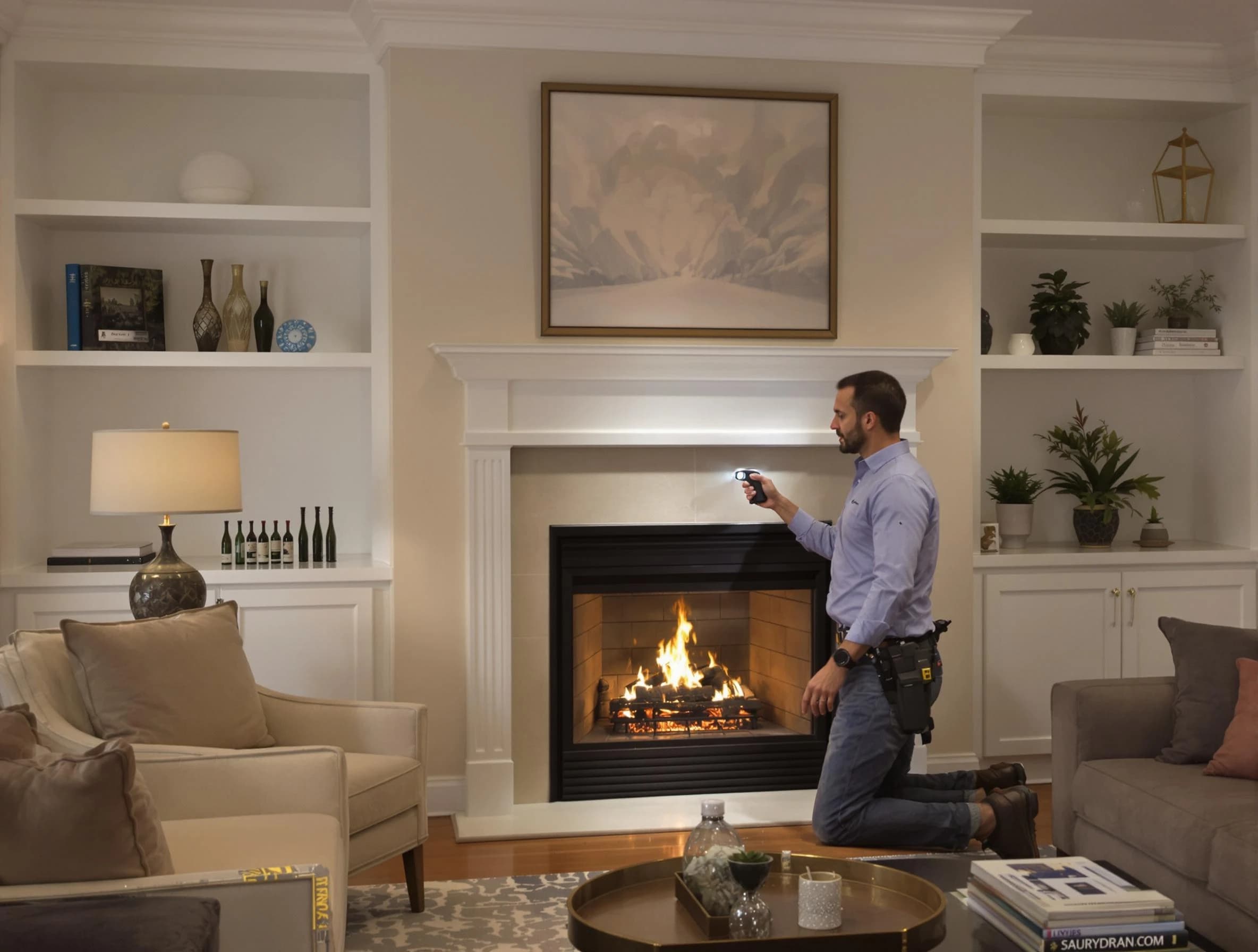 Pawtucket Chimney Sweep conducting a fireplace safety inspection in Pawtucket, RI