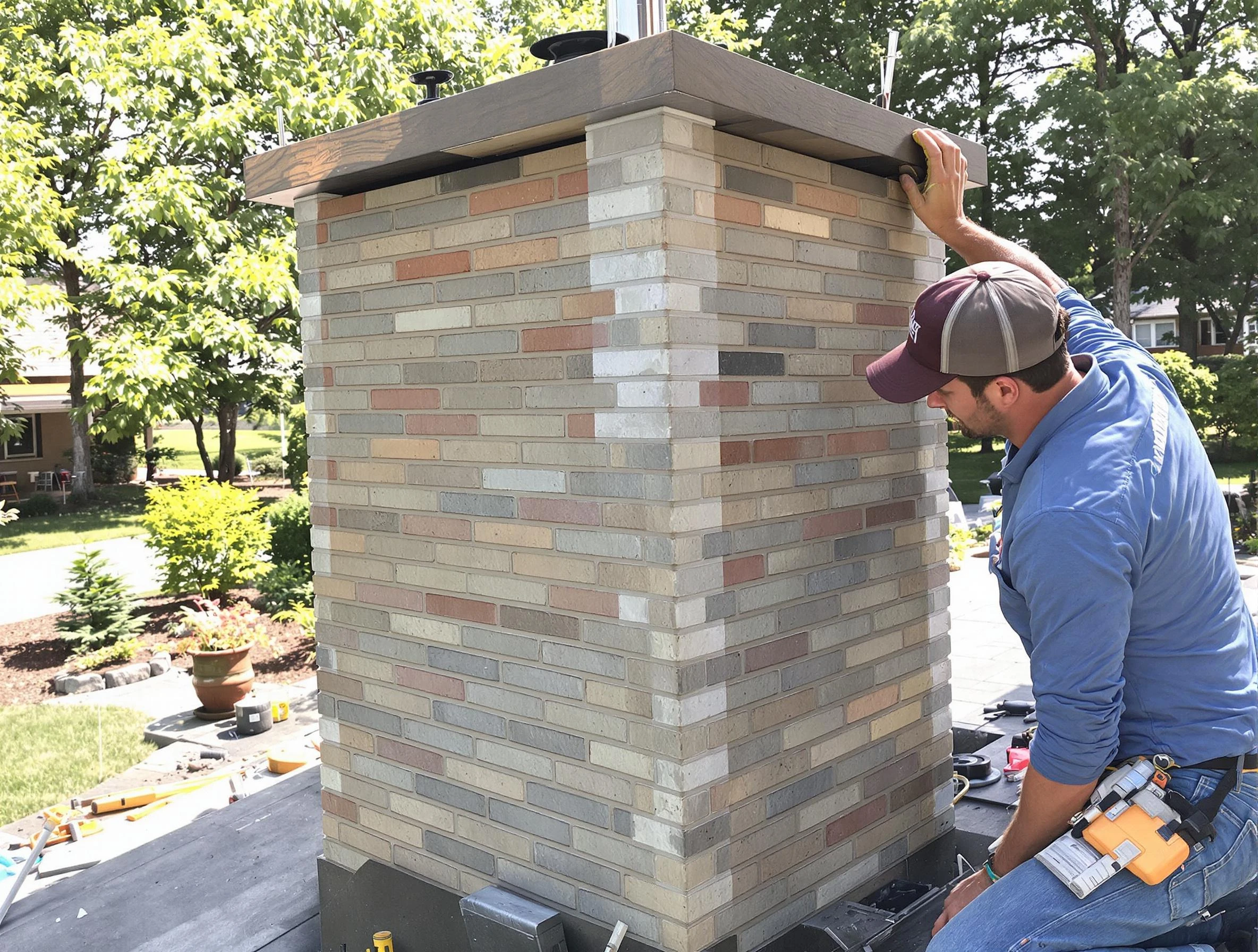 Pawtucket Chimney Sweep completing a modern chimney remodel in Pawtucket, RI