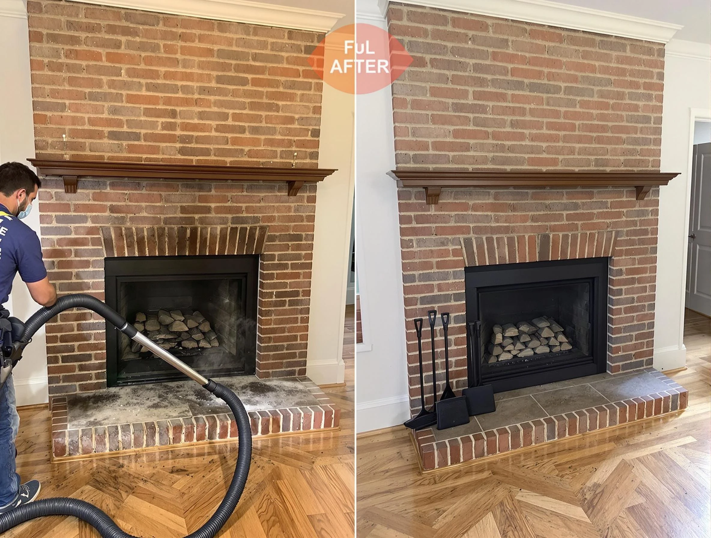 Pawtucket Chimney Sweep carefully sanitizing a fireplace in Pawtucket, RI